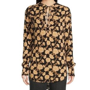 Free People Black and Tan Floral Tunic